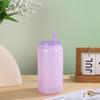 Taza de Vidrio de Borosilicato de Colores 16 oz Taza Mason Taza de Lata de Refresco con Popote Taza Portátil Resistente a Altas Temperaturas