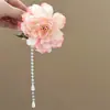 Pinza para el Cabello de Tela Fresca y Sencilla, Doble Cara, Borla de Perlas Florales, Accesorio para el Cabello Dulce y Único, Pinza de Tiburón para Fotografía de Hanfu