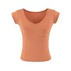 Camiseta de manga corta con cuello en V estilo europeo y americano para mujer, top corto naranja ajustado tipo jersey, versátil para el verano, realza la figura