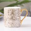 Taza de Cerámica Dorada Estilo Europeo para Café y Té, Cerámica Pintada a Mano para Pareja de Oficina, Regalo Sencillo para el Té de la Tarde