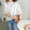 Venta Directa de Fábrica 7 Colores en Stock Verano 2024 Estilo Japonés Color Sólido Holgado Suéter Manga Corta Cuello Redondo Camiseta Top para Mujer