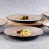Prato de Melamina Estilo Japonês A5 Prato Redondo Imitação de Porcelana Prato Plano Restaurante Prato de Jantar de Plástico Panela Quente Churrasco Prato de Carne Uso Comercial
