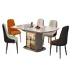 Mesa de Comedor Extensible de Losa de Roca, Mesa Redonda Convertible de Lujo Ligero, Mesa de Comedor Extensible para Uso Doméstico, Modelo Nuevo para Apartamentos Pequeños, Mesa Plegable Moderna