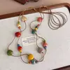 Cadena de Suéter de Cerámica Larga y Colorida para Mujer, Collar de Doble Capa Estilo Dopamina, Accesorio de Playa para Combinar con Vestidos