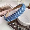 Diadema de alta calidad estilo coreano con calavera, diadema de alta gama con lentejuelas de mezclilla, esponja para el pelo, grutas, simple, banda ancha para el pelo, diadema súper brillante, accesorios para el pelo