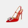 Novedad de venta caliente transfronteriza, tacones de aguja de punta fina con strass para el uso diario, sandalias de estilo francés, zapatos de talla grande 35-46