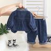 Roupa Infantil Menino Conjunto de Outono Estiloso Bebê Primavera e Outono Conjunto de Três Peças Jaqueta da Moda para Bebês e Crianças