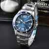 Aliexpress Dropshipping Hombres Automático Mecánico Banda de Acero Serie de Negocios Casual Reloj de Espiral Reloj con Calendario