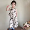 Conjunto para Meninas 2026 Novo Verão Estiloso Infantil Fino Roupa de Bolinhas Verão Bebê Calça Reta Conjunto de Duas Peças