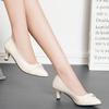 Zapatos Elegantes de Moda para Mujer 2025 Primavera Nuevo Tacón de Aguja Zapatos Pequeños de Cuero para el Trabajo Tacón de Aguja Tacones de Punta para Mujer