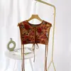 Chal retro con cordones chaleco de mujer chaleco de mujer estampado primavera y otoño con protección para el cuello de la camisa habitación con aire acondicionado abrigo pequeño