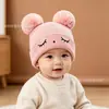 Gorro para Bebé Otoño e Invierno Cálido Gorro de Lana para Bebés Niños y Niñas Lindo Oso Gorro de Punto
