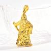 Colar Cabeça de Buda Estilo Étnico Ouro Aluvial, Versátil Corrente de Contas Redondas Dourado Imitação Wu da Riqueza, Ornamento de Cobre, Acessórios Pingente Ouro Areia