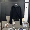 Pré-venda 4P Casaco Curto de Tricô Feminino Outono Inicial Casual Estilo Coreano Cor Sólida Slim-fit Versátil Slim-fit Cardigan com Capuz Top