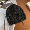 Sombrero de Cabeza con Lentejuelas Estilo Chanel para Mujer 2024 Nuevo Estilo Ins Versátil Moldeador de Rostro Sombrero Pequeño Frío Sombrero de Punto Apilado para Chica Popular