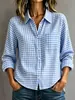 Camisa Casual de Manga Larga a Cuadros Suelta con Cuello para Mujer 2026 Primavera/Verano Amazon Transfronterizo Europeo y Americano Top para Mujer