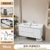 Juego de Gabinetes de Baño de Panal de Aluminio Completo con Panal de Aluminio Espacial y Cajones Dobles, Lavabo de Cerámica Integrado para Gabinete de Lavabo de Baño