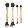 Pincel para Base e Blush com Cabo de Bambu e Fundo Duplo Pincel Único Esponja Cabelo Macio Preto e Branco Ferramenta de Beleza Pincel para Contorno Pincel para Pó Solto Transfronteiriço