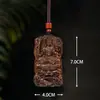 Pingente Esculpido de Madeira de Ágar para Homens e Mulheres, Colar com Estátua de Buda Padrão Dragão, Joia Pingente Estilo Étnico Vintage, Corrente de Pescoço Colecionável