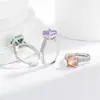 Transmissão ao vivo popular pedra preciosa colorida diamante de alto carbono corte flor de gelo quadrado princesa conjunto de embalagem anel brincos colar pulseira ouro real galvanizado
