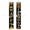 Novos adereços de decoração de aniversário transfronteiriços: Bandeiras decorativas de poliéster 100D, tecido para fundo de aniversário, faixas e dísticos personalizados