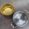 Olla para fideos instantáneos de malla roja de acero inoxidable de doble oreja de estilo coreano, olla para ramen espesa, olla para mariscos para el hogar, polvo verboso