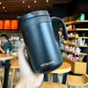 Taza térmica de acero inoxidable 304 creativa para hombres y mujeres, taza de té con asa, taza para beber de oficina, taza de café