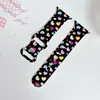 Pulseira de silicone com estampa de coração colorida em folha adequada para Apple 10 S11 geração iWatch Ultra pulseira de pulso