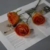 Flores Artificiales 3 Cabezas Rosa Princesa Rosa Roja Flor Artificial Ramo Decorativo Material de Flores para Boda Jardín Floral Paisajismo
