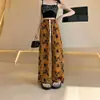 Pantalones de pierna ancha de algodón y seda para mujer, adelgazantes, finos, adecuados para usar en casa y al aire libre, pantalones de pierna ancha casuales holgados, de cintura alta, versátiles, efecto de caída veraniego