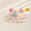 Sombrero de Verano Nuevo Estilo Coreano Chenjing Kidsren Panda Lindo Lunares Sombrero de Pescador Malla Transpirable Sombrero Cubeta para Niños y Niñas