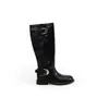 Mismo estilo que Uva Mamá~ Tacón de 3 cm~ Mismo estilo que Ma Sichun hebilla colorblock botas de montar plisadas para mujer