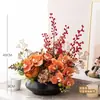 Flores Estilo Pintura al Óleo Americana Retro, Flores Artificiales, Mesa de Comedor de Sala de Estar de Lujo Ligero, Mesa de Café de Recibidor, Adornos Decorativos de Caligrafía