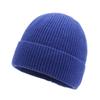 Gorro de punto al por mayor, grueso, de invierno, para exteriores, cálido, para hombre y mujer, de lana ligera de color liso, con borde cruzado.