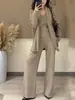Conjunto de tricô liso de alta qualidade para mulheres, nova coleção outono/inverno 2026: suéter, cardigã, colete e calça de perna reta e larga, um conjunto de três peças