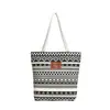 Bolsa de Lona Grande Capacidade Bolsa de Ombro para Mulheres Bolsa de Mão Estampada Estilo Coreano Bolsa Tote Bolsa de Lona Literária Estilo Étnico Atacado