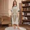 Bata Larga Estampada Estilo Exótico para Mujer Dobladillo Ancho Mangas Murciélago Ropa de Casa Cuello en V Camisón Vacaciones Playa Protección Solar Cubre Traje