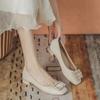 Sapatilhas de salto grosso para mulheres, novo estilo, primavera 2024, bico quadrado, boca rasa, fivela quadrada, strass, estilo francês, tamanho grande, sapatos femininos
