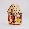 Decoração de Árvore de Natal LED Lâmpada Diodo Emissor de Luz Proteção Ambiental Pingente de Madeira Papai Noel Desenho Animado Decoração de Casa