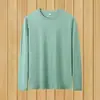 Camiseta blanca de manga larga de algodón modal para hombre, nuevo estilo primavera y otoño, top interior, color liso, camiseta básica, suéter, ropa de otoño