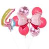 Globo de aluminio con lazo rosa transfronterizo, ideal para fiestas de cumpleaños de bebés de 0 a 9 años.