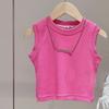 Traje de Verano para Niñas 2025 Nueva Moda Niñas Niños Medianos y Grandes Verano Fresco Simple Chaleco Shorts con Cordón Moderno