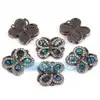 Accesorios para joyería DIY mitad plata 925 oro microincrustación concha de abulón Conector de corazón de manzana y durazno