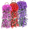 Flores Artificiales, Flores Artificiales, Ratán, Violetas, Hortensias, Flores de Seda, Orquídeas Colgantes, Cestas de Flores Colgantes de Pared, Cestas Colgantes de Interior para Sala de Estar, Decoraciones de Pared