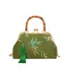 Fugui Bambu Bordado Bolsa Feminina Borla Bolsa Grande com Fivela Decoração Estilo Chinês Elegante Cheongsam Bolsa de Bambu