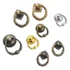 Antique retro estilo europeu anular bronze punho anel gaveta anel único furo puxar anel armário porta móveis ferragens