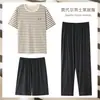 Conjunto de Pijama de Tres Piezas para Hombre de Modal, Sensación Fresca de Verano, Talla Extra Grande 6XL, Estilo Sencillo, Ropa de Casa Holgada, Fina y de Manga Corta
