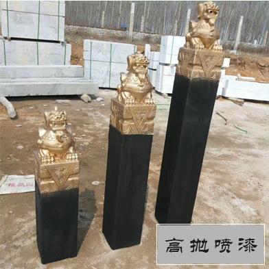 西贝雕刻 仿古石雕拴马桩 高抛喷漆6.jpg