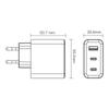 Cargador inteligente de múltiples puertos 2C1A de nitruro de galio de 40W, calibre europeo, QC3.0 + PD20W, doble C, carga independiente