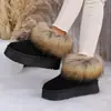 Botas de Nieve de Piel de Zorro Nuevas de Invierno 2026 para Mujer, Integradas de Piel y Piel, Impermeables, Antideslizantes, de Suela Gruesa, Forradas y Engrosadas, Botines Cortos